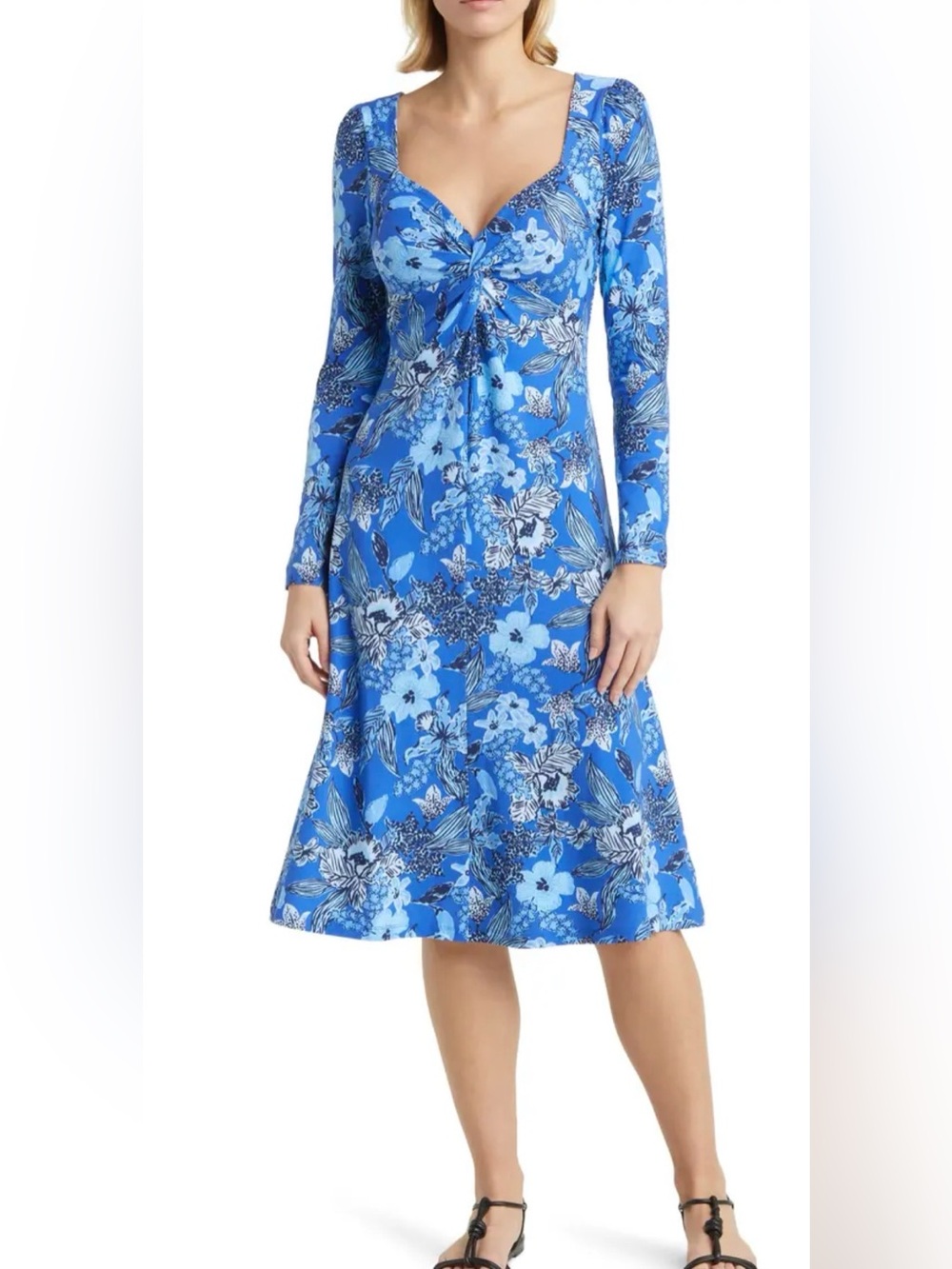 Lilly Pulitzer Claudia Royal Blue Floral Long Sleeve Maxi Dress